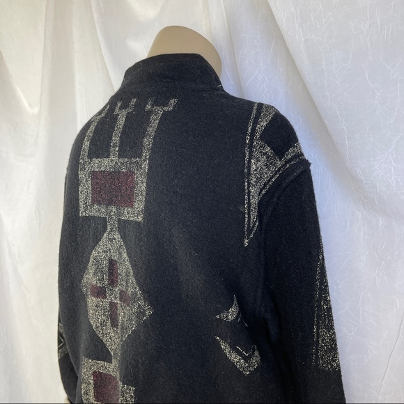 🚫SOLD🚫 Chico’s Southwestern Black Red Aztec Print Buffalo Nickel Buttons Wool - Picture 10 of 16